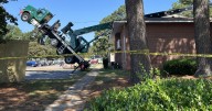 Truck crane crashes onto apartments near Pembroke Square