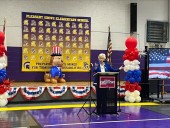 Alabama Gov. Kay Ivey visits elementary school with back