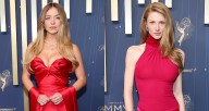 Sydney Sweeney & Hunter Schafer Twin in Red at Emmy Awards 2025 | 2025 Emmy Awards, Emmy Awards, Hunter Schafer, Sydney Sweeney