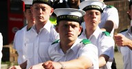 Amazing scenes as hundreds of Royal Navy personnel march near Plymouth