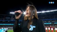 Eugenia Quevedo conmovió a todos al cantar el Himno en el partido de Argentina