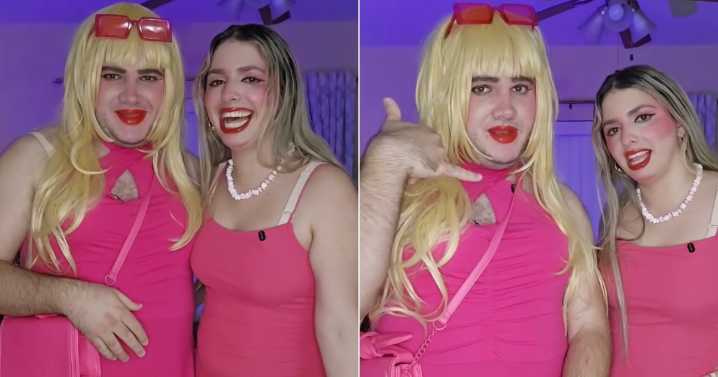 El Puti se suma a las locuras de Milenita: Así luce como Vanesa, con peluca, vestido rosa y sueño americano incluido