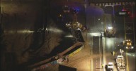 Abandoned Union Pacific rail cars derail from Pomona train tracks and into street