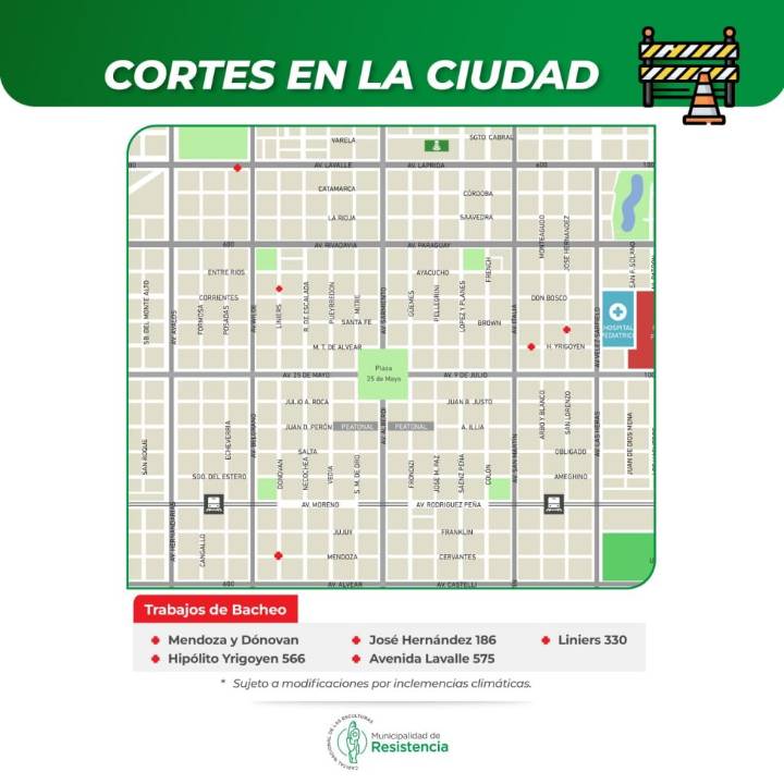 RESISTENCIA:  Bacheo 2025: Donde Habrá Trabajos Esta Semana En Resistencia
