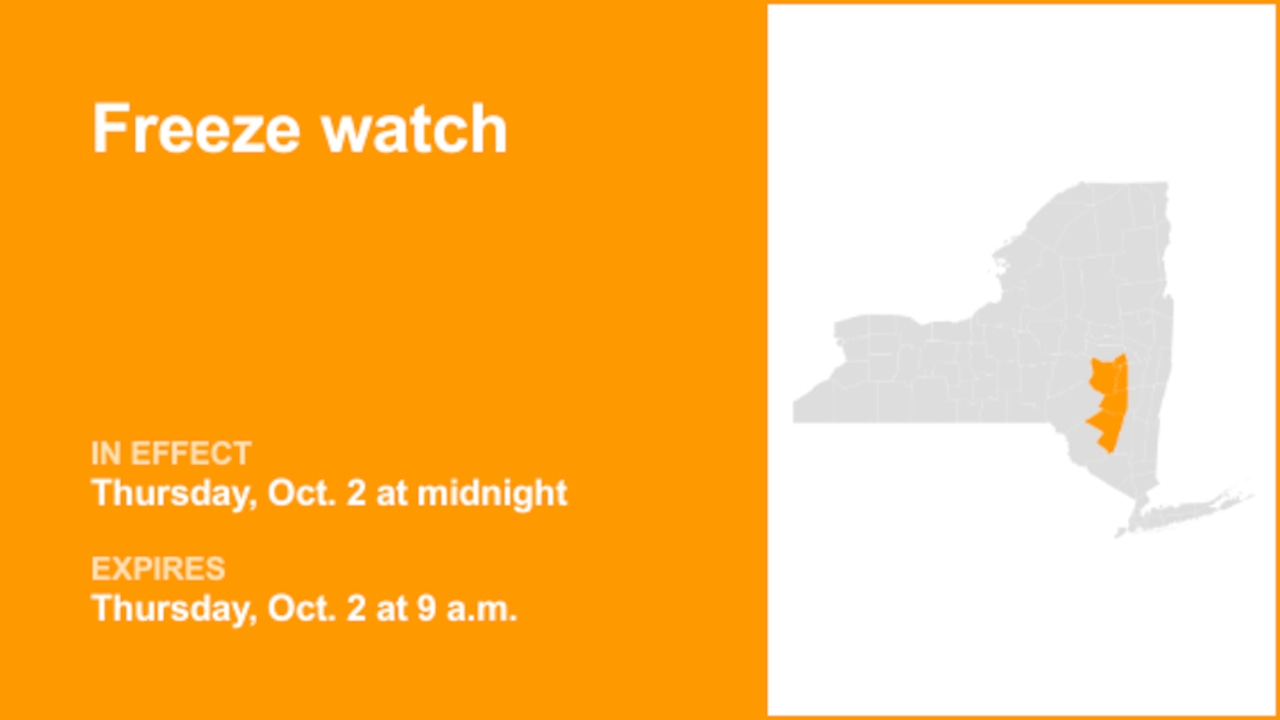 NY weather: Freeze watch issued for New York for Thursday