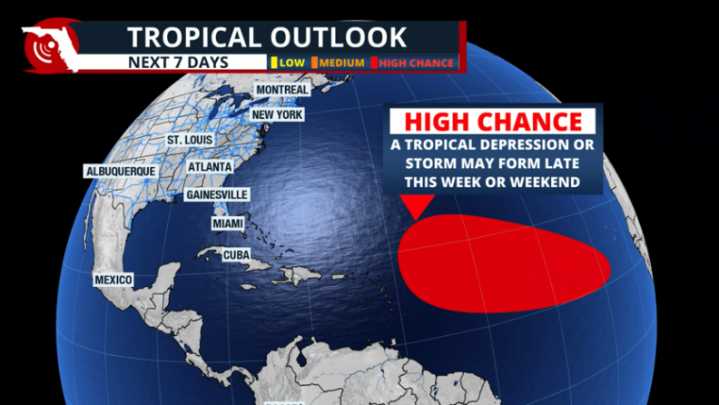 High chance for tropical disturbance forming in the Atlantic