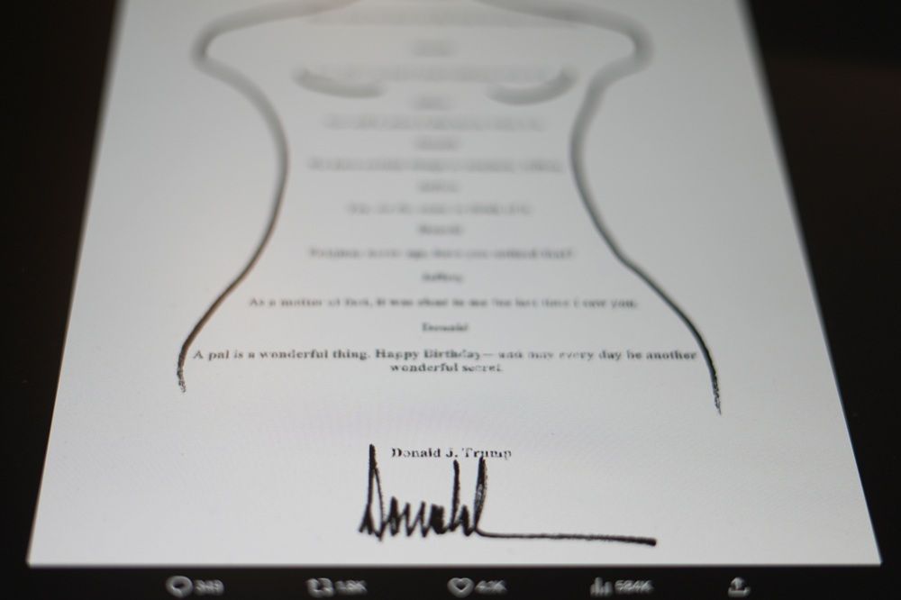 Trump note to Epstein that he denies signing released by Congress