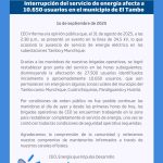 Interrupción del servicio de energía afecta a 10.650 usuarios en el municipio de El Tambo