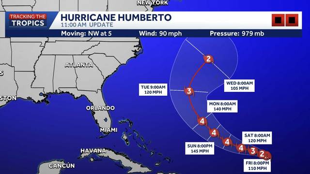 Humberto becomes a hurricane in the Atlantic
