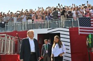 Trump joins golfers on Ryder Cup course with United States down big