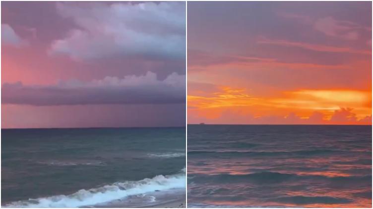 ¡Bellísimo! Captaron amanecer "rosado" en playa de Florida 🎦