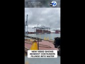 Moment shipping containers plunge into water at Port of Long Beach