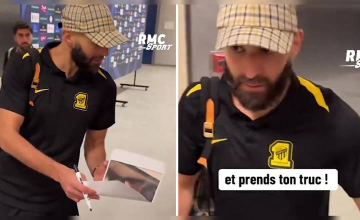 Karim Benzema enfurece y deja 'plantada' a periodista que intentó burlarse para hacer un 'trend': "Coge tu cosa (rotulador)"