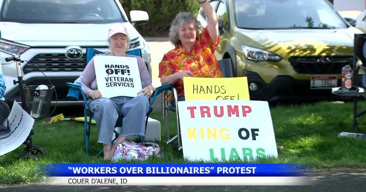 "Workers over Billionaires" protest in Coeur d' Alene