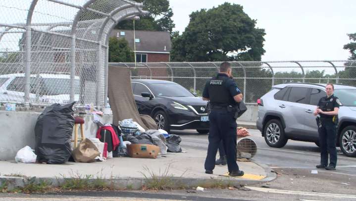 Homeless encampment on Orms Street overpass in Providence removed