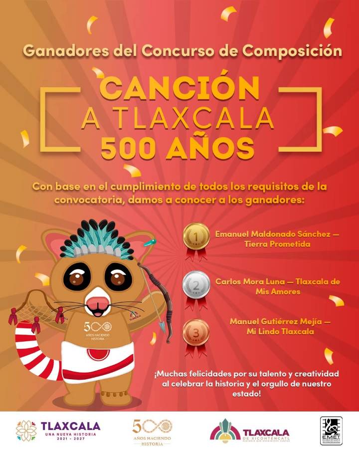 Ganadores del concurso “Canción a Tlaxcala 500 Años” se preparan para celebrar
