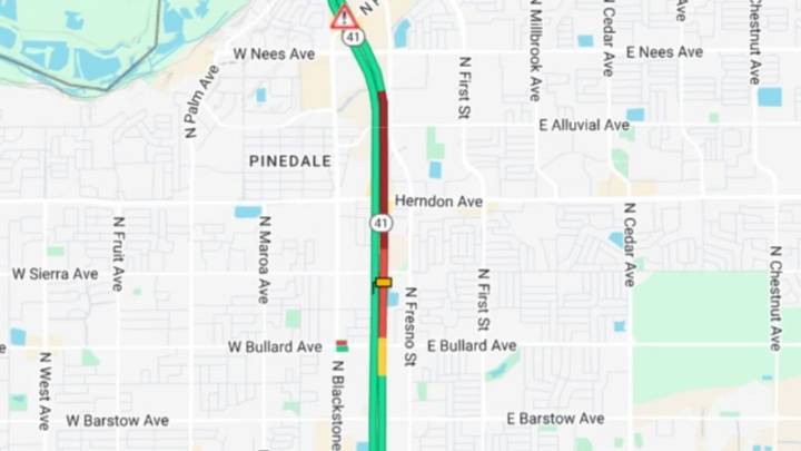 Overturned Vehicle Reduces Northbound Highway 41 to Two Lanes at Friant Road