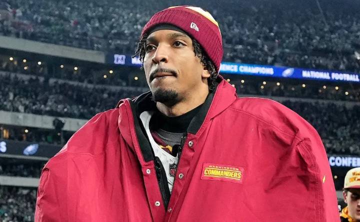 Why is Jayden Daniels not playing today for Commanders vs. Raiders in Week 3 of the NFL 2025 season?
