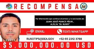 EU ofrece 5 mdd por Juan José Ponce Félix «El Ruso» del Cártel de Sinaloa