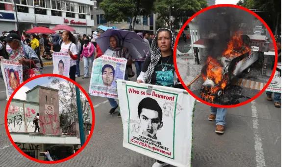 Normalistas de Ayotzinapa protestan en Campo Militar de CDMX