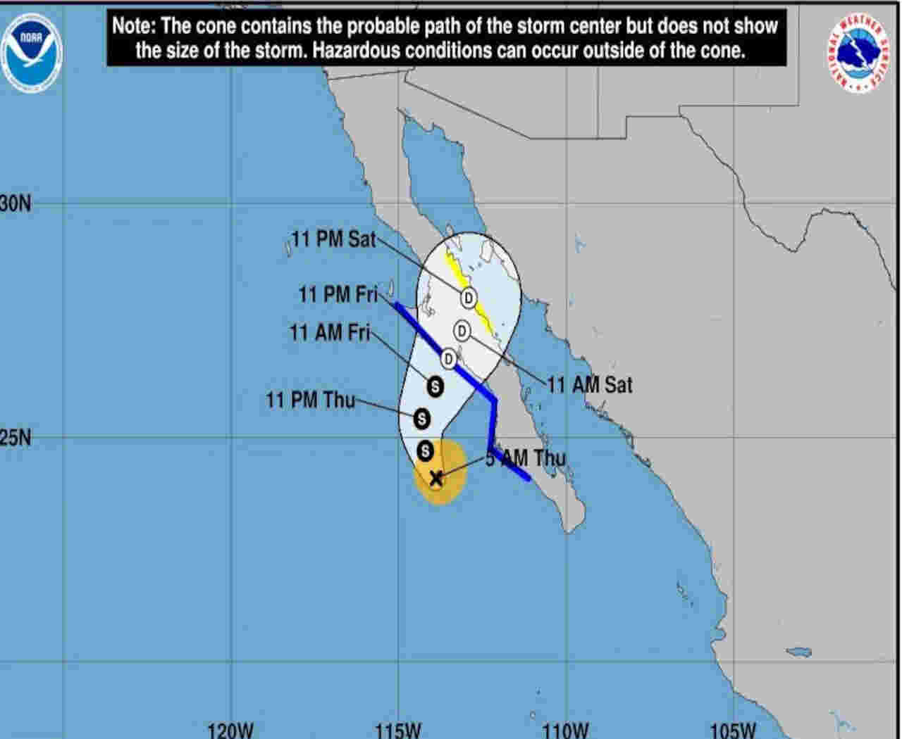 Pronóstico y trayectoria de tormenta: Coordinación Estatal de Protección Civil