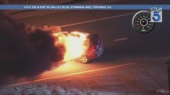 WATCH: Police pursuit ends in fiery crash after suspect is hit by patrol car
