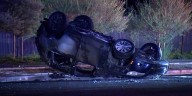 1 hospitalized after fiery rollover crash in east Phoenix