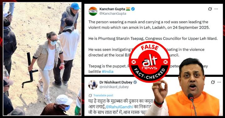 Ladakh violence: BJP falsely claims armed man in viral footage is Congress councillor Phuntsog Stanzin Tsepag