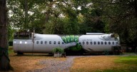 Quirky Airbnb plane split in two resides in woods