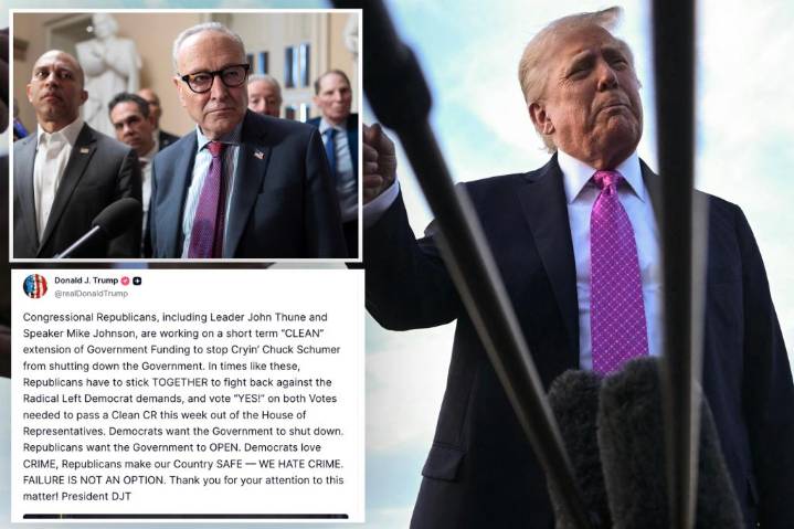 Trump calls on Republicans to back stopgap bill as Dem leaders weigh shutdown fight