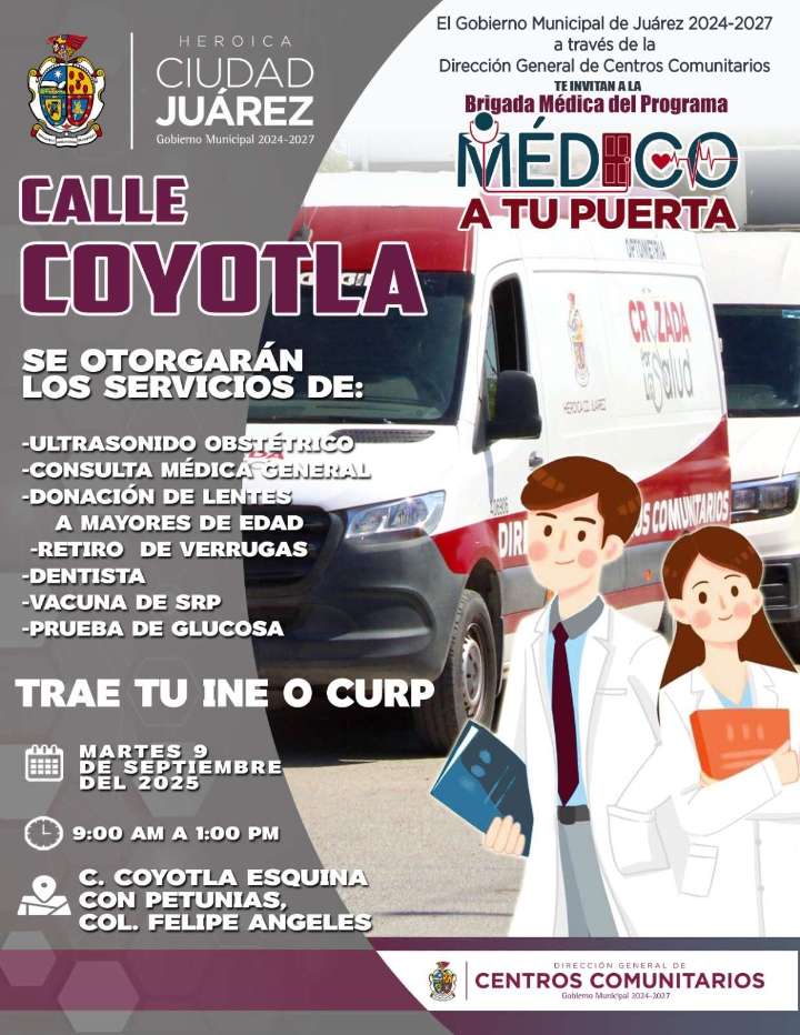 Invitan a brigada médica gratuita en la colonia Felipe Ángeles
