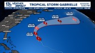 Tropical Storm Gabrielle strengthens in the Atlantic, nearing hurricane strength.