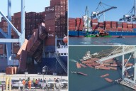 Over 60 shipping containers tumble off boat and crash into Long Beach port