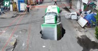 Sinkhole Swallows Jarritos Truck | HuffPost UK Videos