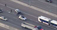 One person dies in crash involving car and RTD bus on westbound Interstate 70 at Holly Street Monday morning