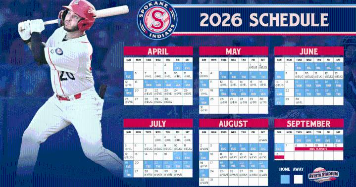Spokane Indians release 2026 schedule