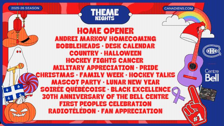 Canadiens announce 2025-26 theme nights