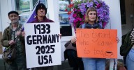 Trump protests start early as they fume outside Windsor Castle over 'tyrant who came to tea'