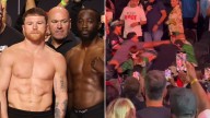 Wild brawl breaks out at Canelo vs Crawford weigh in with punches flying between fans forcing security to swoop in
