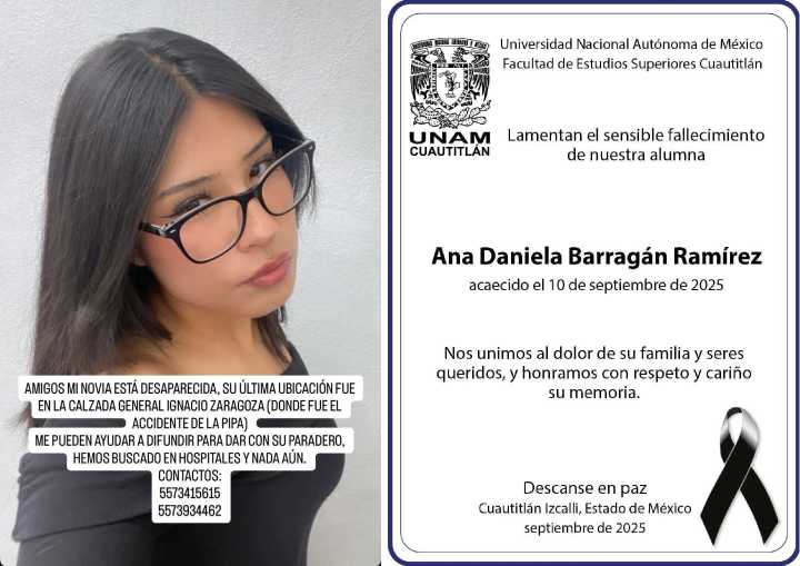 Confirman muerte de estudiante de la UNAM, víctima de explosión de pipa