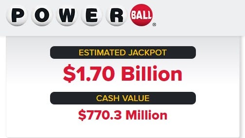 Powerball jackpot up to $1.7 billion for Saturday