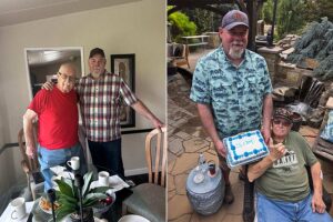 Father and son who became aware of each other through DNA testing meet for the first time