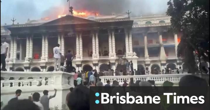 Government building on fire in Nepal protest
