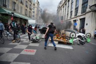 Fire breaks out in central Paris restaurant amid violent nationwide protests
