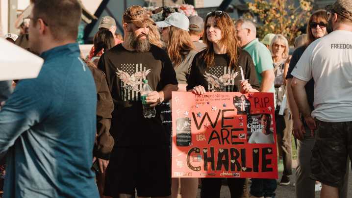 Charlie Kirk vigil draws about 400 to downtown Gaylord
