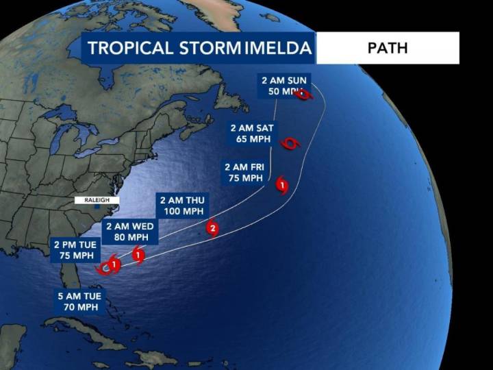 Latest: Tropical Storm Imelda will pull away from East Coast, expected to become a hurricane