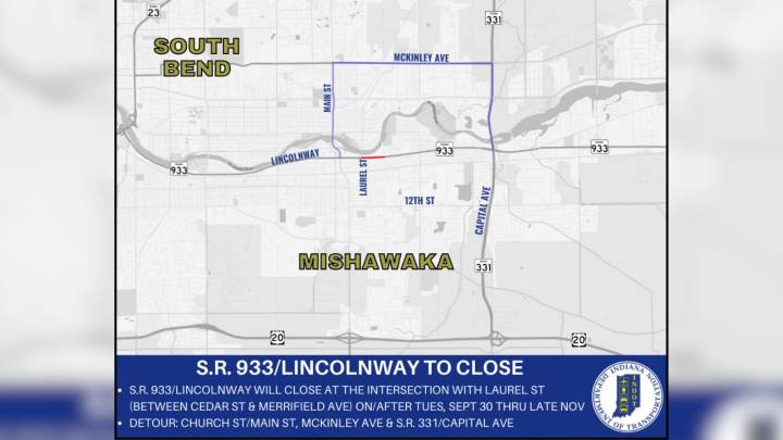 Intersection closure on S.R. 933 begins Sept. 30