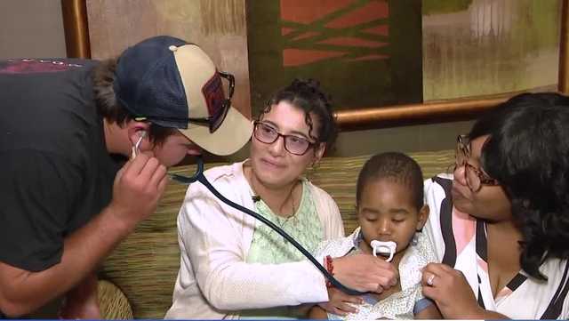 Families share emotional meeting after 2-year-old's heart gives life to child in need of transplant