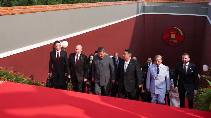 Xi, Putin and Kim seen together for first time at China parade
