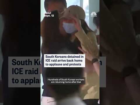 South Koreans detained in ICE raid arrive back home to applause and protests